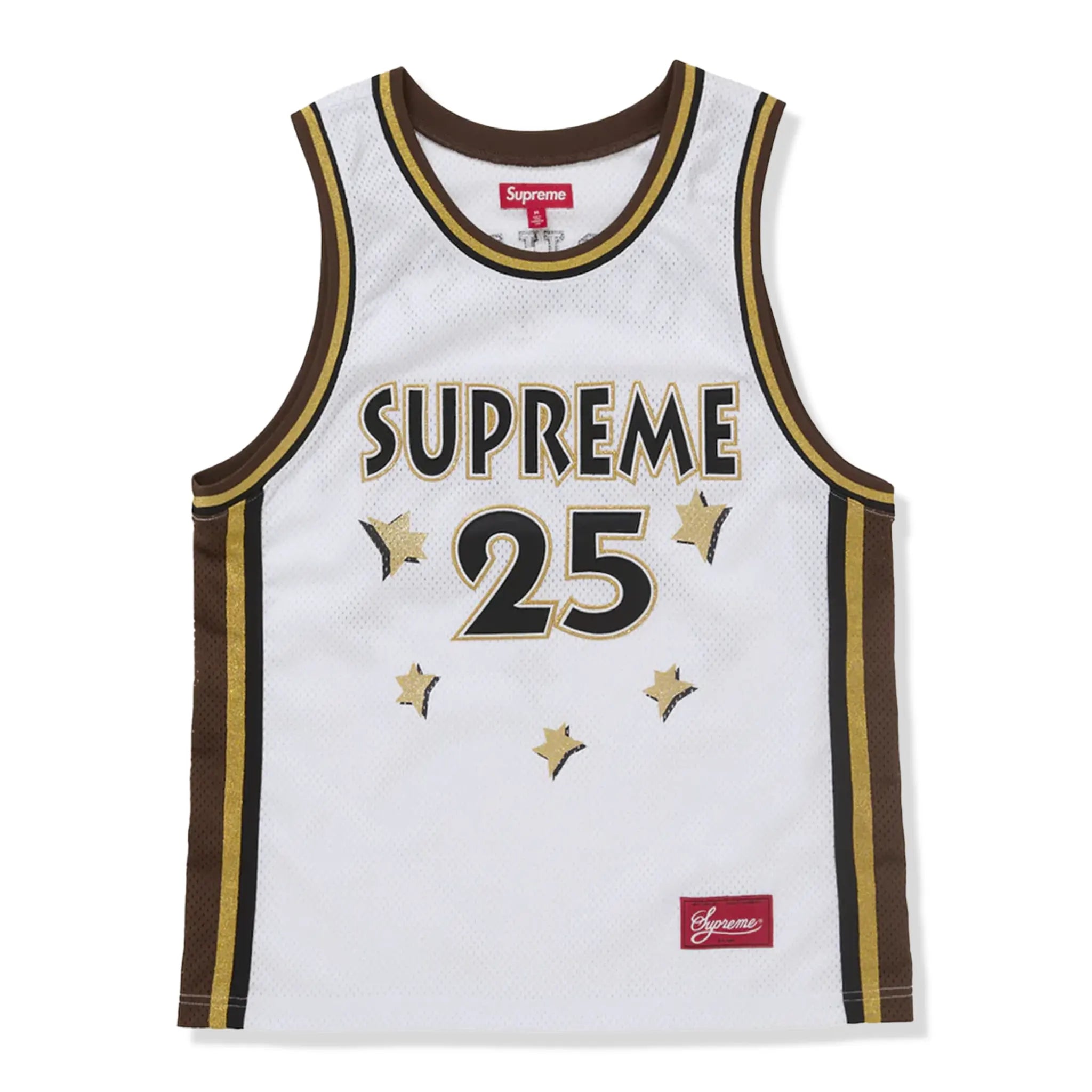 Front View of Supreme All Star Basketball White Jersey (SS25) SS25KN32